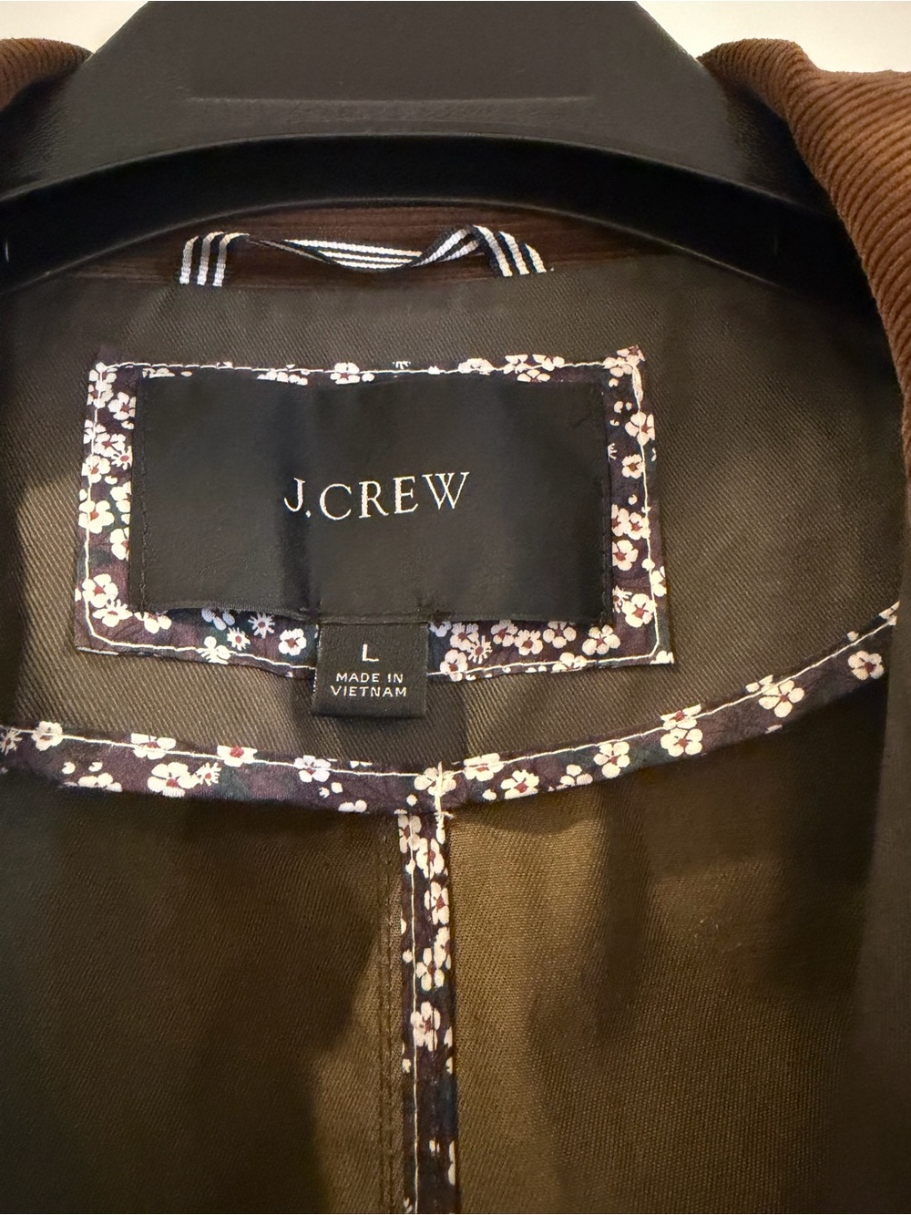 J. Crew Olive Field Jacket with Brown Corduroy Collar - Picture 2 of 3